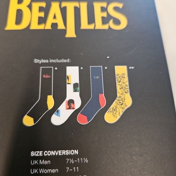 The Beatles Happy Socks Limited Edition 4 Pairs Size 8-12: Organic Cotton - Picture 3 of 3